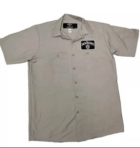 Nuevo sin etiquetas Jack Daniels Old No. Camisa 7 LRG Gris Carbón con Parche Abotonada Paseo en Motociclista - Imagen 1 de 8