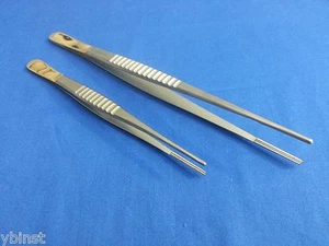 2 DEBAKEY ATRAUMATIC TISSUE GOLD HANDLE FORCEPS 7"+9" SURGICAL INSTRUMENTS - Picture 1 of 3