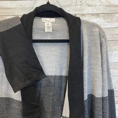 Cárdigan Abierto Suéter XL De Colección Kim Rogers Para Mujer Gris y Negro Bloque de Color EE. UU. Foto 1 de 4