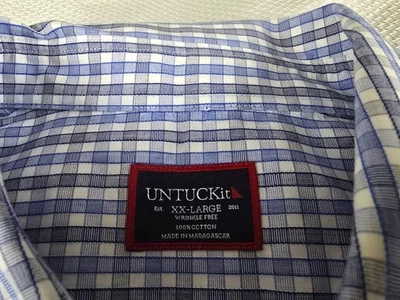 UNTUCKit Durif Wrinkle Free Men's XXL Blue Check Long Sleeve Button Up Shirt 2XL - Image 1 of 4