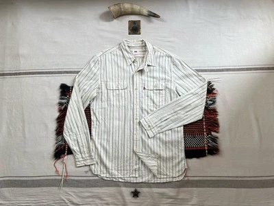 Levis Japanese Selvedge Shirt L Workwear Stripe Chainstitch Run Off Vintage 2015 - Image 1 of 4