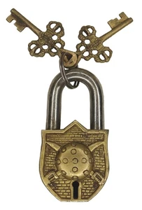 sword and shield Shape Door Lock Antique Vintage Style Handmade Brass Padlock - Picture 1 of 6