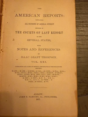 1877 American Reports #21 - The Courts of Last Resort of the Several States Foto 1 de 4