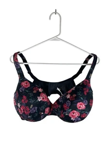 Cacique Black Floral Bra With Thick Straps Size 42DD - Picture 1 of 7