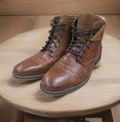 Bull Boxer Botines Cuero Marrón Talla 11 Cremallera Lateral Encaje Artesanal Kelden Foto 1 de 4