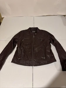 Joujou Faux Brown Leather Full Zip Bomber Jacket Women’s Size XL - Picture 1 of 8