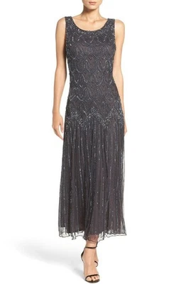 PISARRO NIGHTS Beaded Midi Maxi Dress Size 12 Holiday Evening Party - Image 1 of 4