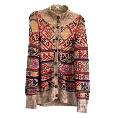 Peruvian Connection Womens Knit Cardigan Sweater Size L Pima Cotton Alpaca - Image 1 of 4