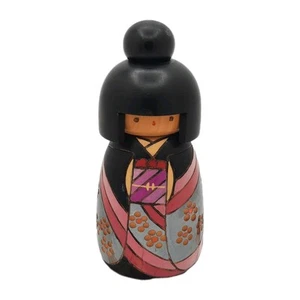 Vintage Kokeshi Holzpuppe signiert Kazuo Takamizawa japanischer Künstler 6 3/8" groß - Bild 1 von 13