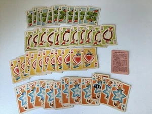 Juego de Cartas Corazones Vintage Años 30 40 Antiguo En Caja Las 44 Cartas y Dirección - Imagen 1 de 6