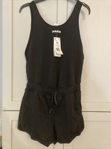 Adidas Women's Black Scoop Neck Sleeveless Romper Training Jumpsuit XS - Picture 1 of 7