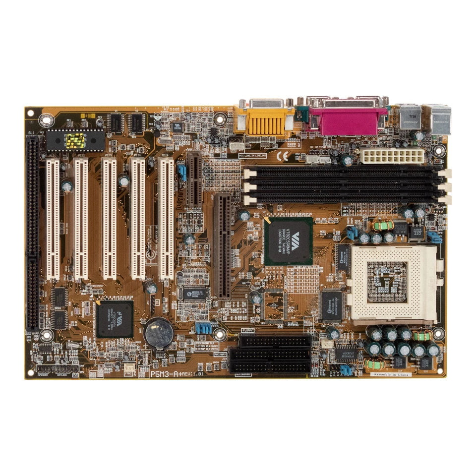 Tekram P5M3-A + Socket 7 3x Sdram AGP 5x PCI Isa 2x Ide Fdd - Image 1 of 3
