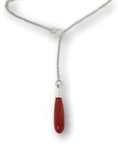 Italian Necklace in red Coral of 925 Silver gold Plated and chain with Pendant 