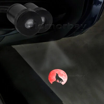 2x Wolf Red Moon Coche Puerta Bienvenida Lámpara LED Proyector Láser Fantasma Sombra Luz Foto 1 de 4