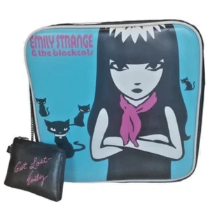 2005 Emily The Strange Vinyl Sling Messenger Flight Bag SAMPLE Joan Jett cats - Picture 1 of 9