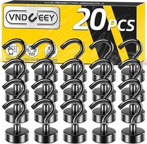 20 Pack Black Magnetic Hooks 25Lbs Strong Magnet Hooks for Hanging Metal Magne - Picture 1 of 11