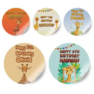 Pegatinas Personalizadas Cualquier Nombre Diseño Jirafa Cumpleaños Decoración Fiesta Etiqueta 56 - Imagen 1 de 11