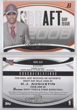 2008-09 Bowman Draft Picks & Stars Orange /25 DJ Augustin #DDIR-DJA Rookie RC