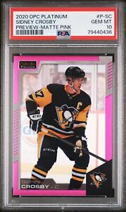 2020-21 O-Pee-Chee Platinum Sidney Crosby #P-SC Matte Pink Preview /99 PSA 10