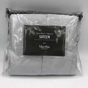 Martha Stewart 400TC Cotton Queen Flat Sheet Gray (Finished Size 92x108) - Picture 1 of 4