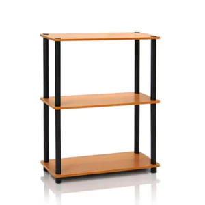 Bookshelf 3 Tier Open Storage Shelf Light Cherry Wood Compact Bookcase 30In Tall - Picture 1 of 12