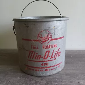 Vintage 2 Piece Metal Full Float FRABILL'S Min-O-Life 480 Fishing Minnow Bucket  - Picture 1 of 6