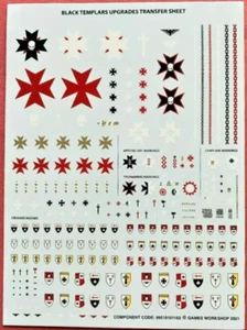 40K Black Templars TRANSFER SHEET Primaris Space Marines - Picture 1 of 1
