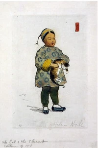 13086.Decor Poster.Wall Room home art design.Vintage Chinese girl and pet cat - Picture 1 of 1