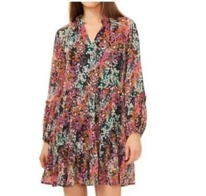 VINCE CAMUTO LADIES THREE TIER MINI DRESS, BLK/MULTICOLOR XS Extra Small NEW - Picture 1 of 3