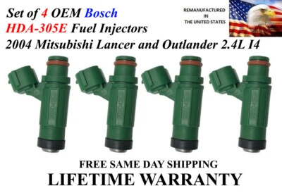 Juego de 4 inyectores de combustible originales Bosch para Mitsubishi Lancer Outlander 2004 2,4 L  Foto 1 de 2