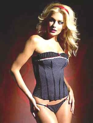 Nuevo con etiquetas Top Bustier Vintage Ann Summers Punto Negro País de las Maravillas Talla 14-16 Foto 1 de 4