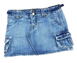 Y2k Nori Denim Micro Mini Skirt Size 1 Jean Pockets Rock 2000s Paris Hilton - Picture 1 of 7