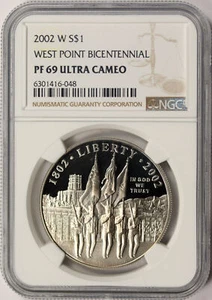2002-W West Point Bicentennial Silver Dollar $1 NGC PF69 Ultra Cameo - Picture 1 of 2
