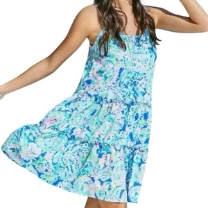 Abito Liilly Pulitzer Loro Swing Blu Rosa Mulinello Nauti Tg M - Foto 1 di 13