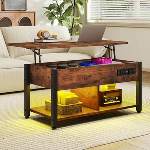 Wooden Coffee Table With Storage Lift Up Living Room Table Home Furniture - Picture 1 of 52