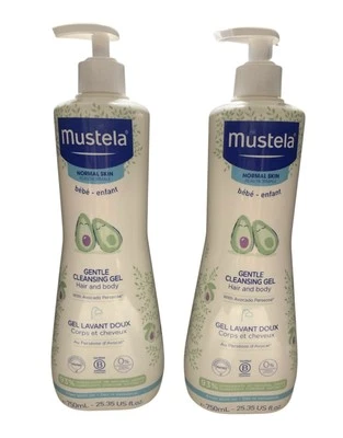 2 paquetes - Gel limpiador suave Mustela bebé cabello y cuerpo aguacate perseosa 25,35 oz Foto 1 de 4
