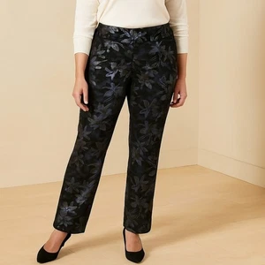Weiche umlaufende Metallic Glanz Blumen Pull One Ponte Damen Hose Größe 12 - Bild 1 von 9