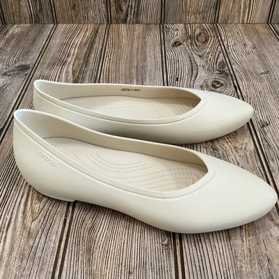 CROCS Brooklyn Pointed Flat 210169 Stucco Ivory Cream Slip On Womens Size 6 New - Image 1 of 4