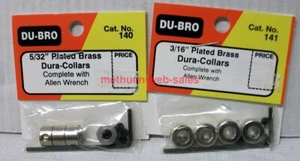 Du-Bro #140 & 141~5/32" & 3/16" Plated Brass Dura-Collars~w/Allen Wrench~NOS - Picture 1 of 1
