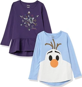 Spotted Zebra Girl's Disney Frozen Long-Sleeve Tuniic T-Shirts Size L 8/9 Years - Picture 1 of 9