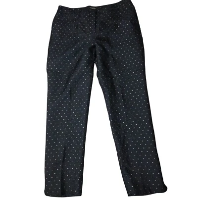 Pantalón Talbots tiro alto pierna cónica abertura dobladillo redondeado negro acento dorado talla 10 Foto 1 de 4