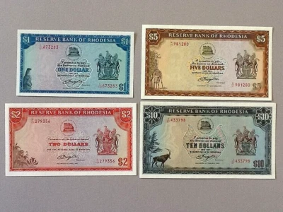 Rhodesia Notes Mixed Set: $1, $2, $5, $10  See Below for List - Image 1 of 2