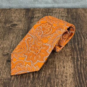 Vestido de Diseñador Nautica Corbata Naranja Azul Blanco Paisley Floral Seda Colorido Preppy - Imagen 1 de 7