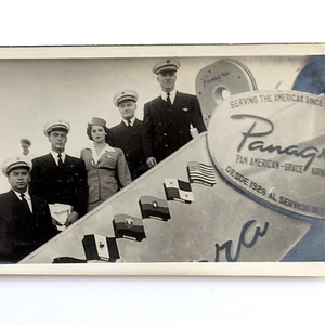 Vintage Photo Pan American Grace Airways Panagra Flight Crew On Boarding Stairs - Picture 1 of 7