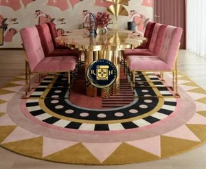 Alfombra artesanal de área ovalada pura de lana de Nueva Zelanda alfombra antideslizante hecha a mano - Imagen 1 de 3