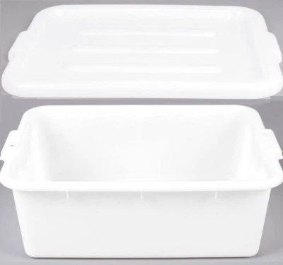 12 Упаковок 20 «x 15» x 7» белый хранения пластиковое блюдо ресторан еды автобус ванна с крышкой - Изображение 1 из 4