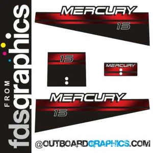 Mercury 15hp 2 stroke outboard decals/sticker kit (1996) - Picture 1 of 5