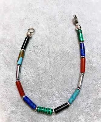 Bracciale Uomo Donna in Pietra dura Naturale Malachite Lapislazzuli Cilindri 4mm - Immagine 1 di 4