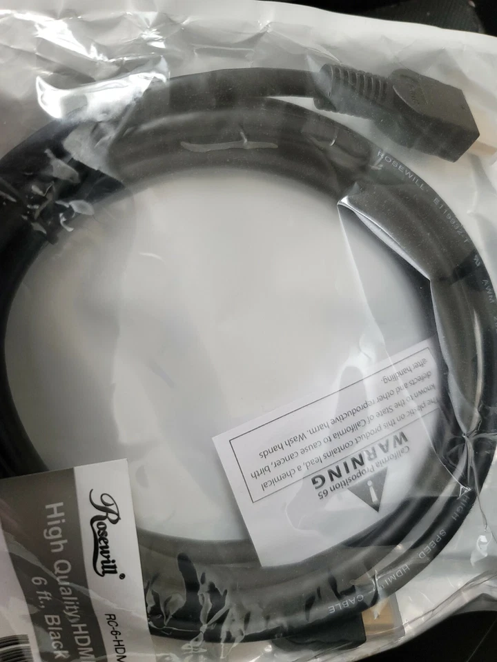 Rosewill High Speed HDMI Cable 6 foot RC-6-HDM-MM-BK-3 Color: Black - NEW - Image 1 of 1