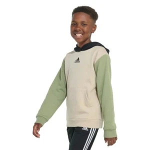 NEW Adidas Kids Boys Youth Fleece Hoodie Beige/Green, XL (18/20) - Picture 1 of 4